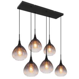 Netlighting Olsen Cluster Pendant Matt Black Smoke Glass Shade 6x E27 - thumbnail 1