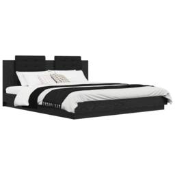 Berkfield Home Bed Frame with Headboard Black Oak 180 x 200 cm Engineered Wood - thumbnail 3