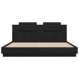 Berkfield Home Bed Frame with Headboard Black Oak 180 x 200 cm Engineered Wood - thumbnail 6