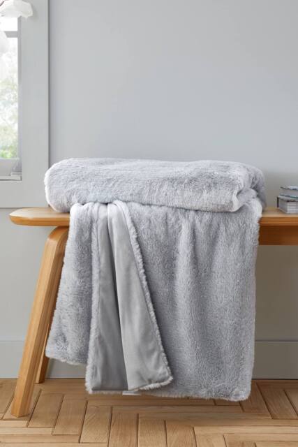 Catherine Lansfield 'Cosy Glamour Fur' Blanket Throw in Silver - Size: 130 cm x 170 cm - image 1