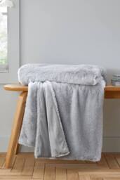 Catherine Lansfield 'Cosy Glamour Fur' Blanket Throw in Silver - Size: 130 cm x 170 cm - thumbnail 1