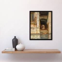 Artery8 John Singer Sargent Framed Wall Art Venetian Passageway Watercolour in Brown - Size: A4 - thumbnail 2