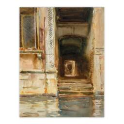 Artery8 John Singer Sargent Framed Wall Art Venetian Passageway Watercolour in Brown - Size: A4 - thumbnail 3