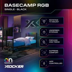 X Rocker Basecamp RGB Gaming TV Bed with App Controlled LED Light in Black - Size: Single - thumbnail 2