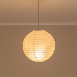 ValueLights Isla White Paper Globe Ball Dome Easy Fit Ceiling Lamp Shade - Size: 16 inches - thumbnail 3