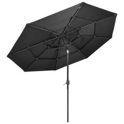 Berkfield Home 3-Tier Parasol with Aluminium Pole Anthracite 3 m in Black - thumbnail 3