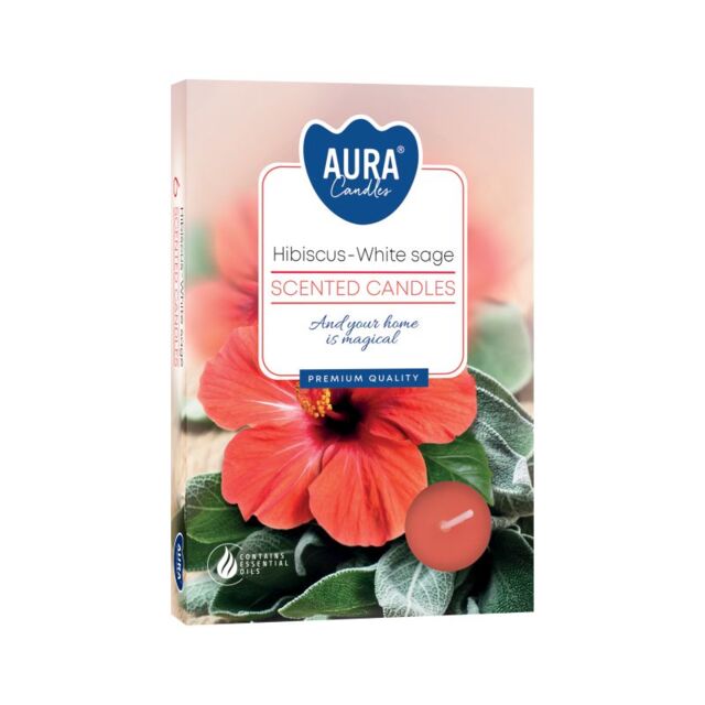 KDMD Set of 6 Scented Tealights - Hibiscus & White Sage in Orange - image 1