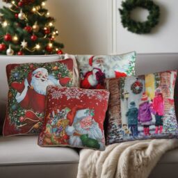 Luxury Living Christmas Carols Decorative Cushion Cover 45cm x 45cm in Red - Size: 45 cm x 45 cm - thumbnail 2