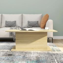 Berkfield Home Coffee Table Sonoma Oak 102x55.5x40 cm Engineered Wood in Beige - thumbnail 4