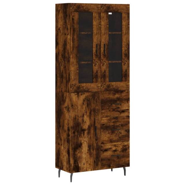 Berkfield Home Highboard Smoked Oak 69.5x34x180 cm Engineered Wood in Brown - image 1