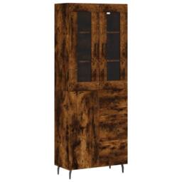 Berkfield Home Highboard Smoked Oak 69.5x34x180 cm Engineered Wood in Brown - thumbnail 1