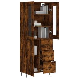 Berkfield Home Highboard Smoked Oak 69.5x34x180 cm Engineered Wood in Brown - thumbnail 3
