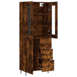 Berkfield Home Highboard Smoked Oak 69.5x34x180 cm Engineered Wood in Brown - thumbnail 4