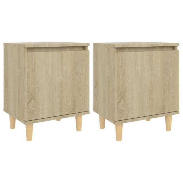 Berkfield Home Bed Cabinets with Solid Wood Legs 2 pcs Sonoma Oak 40x30x50 cm in Light Oak - Size: 40 x 30 x 50 cm - image 1