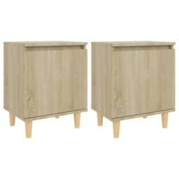 Berkfield Home Bed Cabinets with Solid Wood Legs 2 pcs Sonoma Oak 40x30x50 cm in Light Oak - Size: 40 x 30 x 50 cm - thumbnail 1