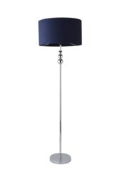 ValueLights Marissa Fabric Drum Shade with Chrome Stacked Ball Floor Lamp in Navy - thumbnail 6