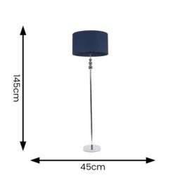 ValueLights Marissa Fabric Drum Shade with Chrome Stacked Ball Floor Lamp in Navy - thumbnail 7