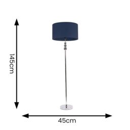ValueLights Marissa Fabric Drum Shade with Chrome Stacked Ball Floor Lamp in Navy - thumbnail 5
