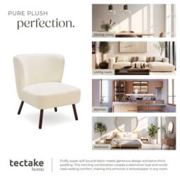 tectake Teddy Chair Robina With Plush Boucle Cover, Low Seat & Steel Legs in Off-White - thumbnail 7
