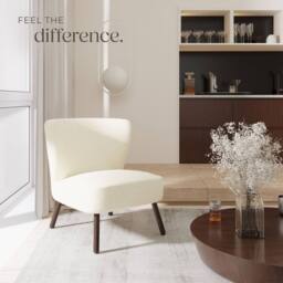 tectake Teddy Chair Robina With Plush Boucle Cover, Low Seat & Steel Legs in Off-White - thumbnail 8