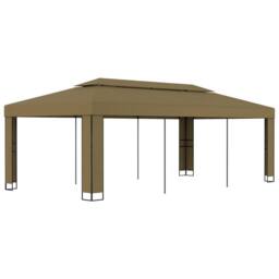 Berkfield Home Gazebo with Double Roof 3x6 m Taupe 180 g/m ² - thumbnail 2