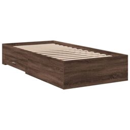 Berkfield Home Bed Frame with Drawers without Mattress Brown Oak 75x190 cm Small Single - thumbnail 6