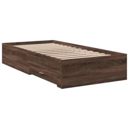 Berkfield Home Bed Frame with Drawers without Mattress Brown Oak 75x190 cm Small Single - thumbnail 3