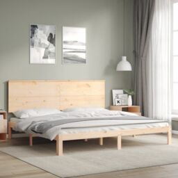 Berkfield Home Bed Frame with Headboard 200x200 cm Solid Wood in Brown - thumbnail 3