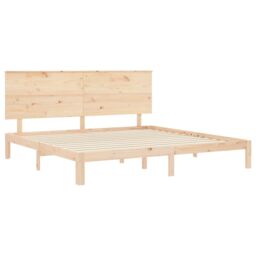 Berkfield Home Bed Frame with Headboard 200x200 cm Solid Wood in Brown - thumbnail 5