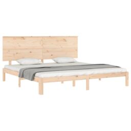 Berkfield Home Bed Frame with Headboard 200x200 cm Solid Wood in Brown - thumbnail 4