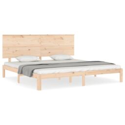 Berkfield Home Bed Frame with Headboard 200x200 cm Solid Wood in Brown - thumbnail 2