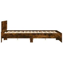 Berkfield Home Bed Frame with Headboard & LED Smoked Oak 150x200 cm King Size in Brown - thumbnail 8