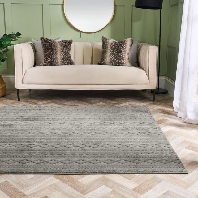 OHS Cable Knit Rug Non Slip Jacquard Floor Carpet Hallway Runner in Grey - Size: 160 cm x 230 cm - image 1