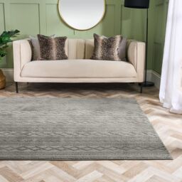 OHS Cable Knit Rug Non Slip Jacquard Floor Carpet Hallway Runner in Grey - Size: 160 cm x 230 cm - thumbnail 1