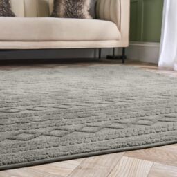 OHS Cable Knit Rug Non Slip Jacquard Floor Carpet Hallway Runner in Grey - Size: 160 cm x 230 cm - thumbnail 2