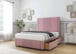 "Comfort Beds Royal Plush Divan Base 2 Drawers Left Side - 26"" Headboard-12"" Footboard in Pink - Size: King" - thumbnail 5
