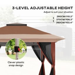 OUTSUNNY 3.6 x 3.6m Pop Up Gazebo with Netting & Wheeled Bag, Brown - thumbnail 5