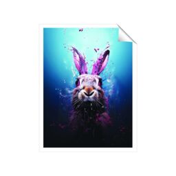 "Warren Reed - Designer Rabbit Face Splashart Unframed Art Print - Size: W8"" x H10""" - thumbnail 1