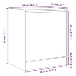 Berkfield Home Shoe Cabinet Black 60x42x69 cm Engineered Wood - Size: 60 x 42 x 69 cm - thumbnail 9