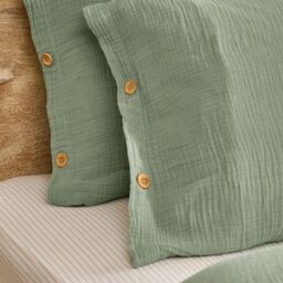 Yard Lark 100% Cotton Muslin Duvet Cover Set in Pale Green - Size: King - thumbnail 3