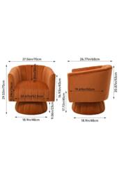 Living and Home Orange Velvet Upholstered Swivel Accent Armchair - thumbnail 7