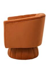 Living and Home Orange Velvet Upholstered Swivel Accent Armchair - thumbnail 5