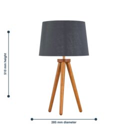 First Choice Lighting Set of 2 Dark Oak Table Lamp or Bedside Lights with Grey Silver Shades in Brown - thumbnail 6