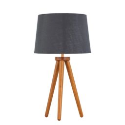 First Choice Lighting Set of 2 Dark Oak Table Lamp or Bedside Lights with Grey Silver Shades in Brown - thumbnail 2