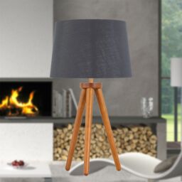 First Choice Lighting Set of 2 Dark Oak Table Lamp or Bedside Lights with Grey Silver Shades in Brown - thumbnail 4