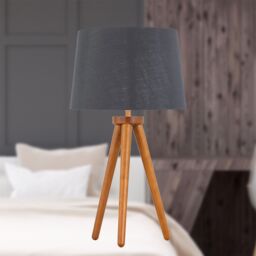 First Choice Lighting Set of 2 Dark Oak Table Lamp or Bedside Lights with Grey Silver Shades in Brown - thumbnail 5