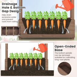 Costway Raised Garden Bed Fir Wood Planter Box with Hanging Roof in Brown - thumbnail 5