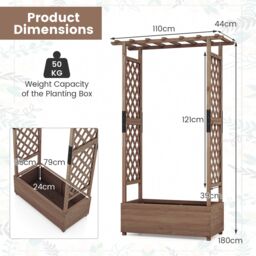 Costway Raised Garden Bed Fir Wood Planter Box with Hanging Roof in Brown - thumbnail 2