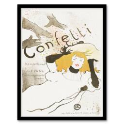 Artery8 Toulouse Lautrec Framed Wall Art Print Confetti Vintage French Advert in White - Size: A4 - thumbnail 1