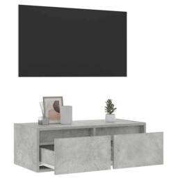 Berkfield Home TV Cabinet with LED Lights Concrete Grey 75x35.5x25 cm - thumbnail 5